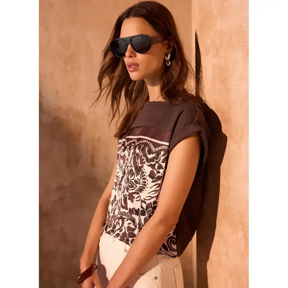 Mint Velvet Brown Floral Print Top